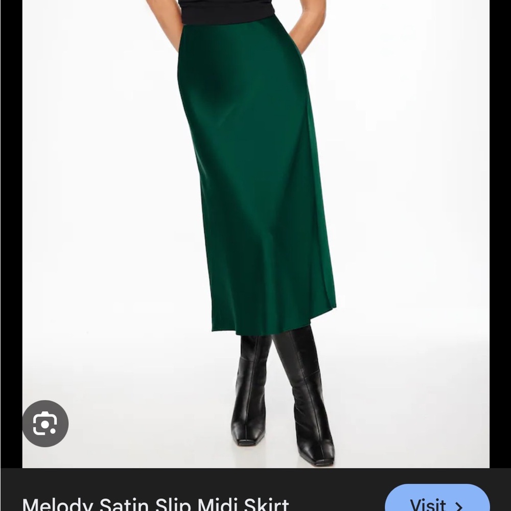 Dynamite Satin Slip Midi Skirt - Deep Emerald